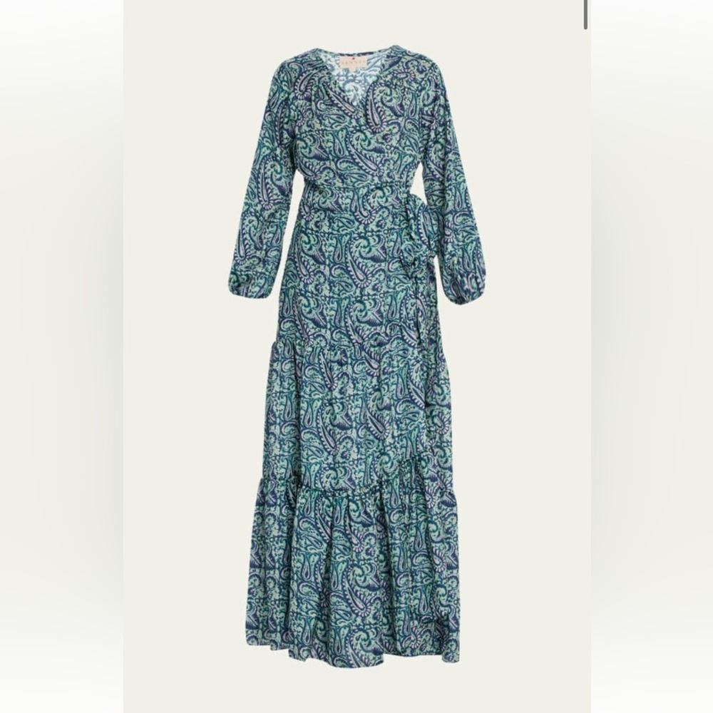 Hannah Artwear Emilia Paisley Print Silk maxi wrap dress